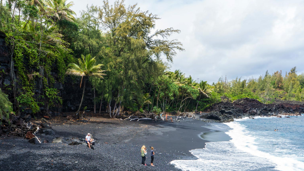 black sand beach