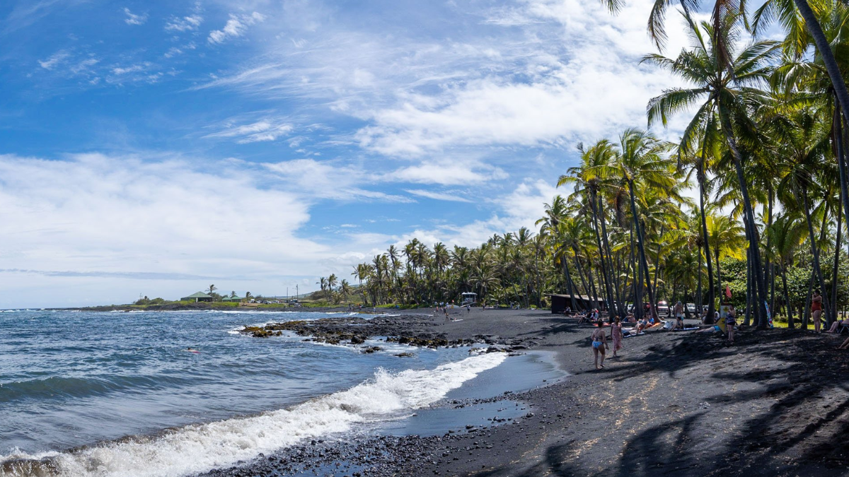 black sand beach